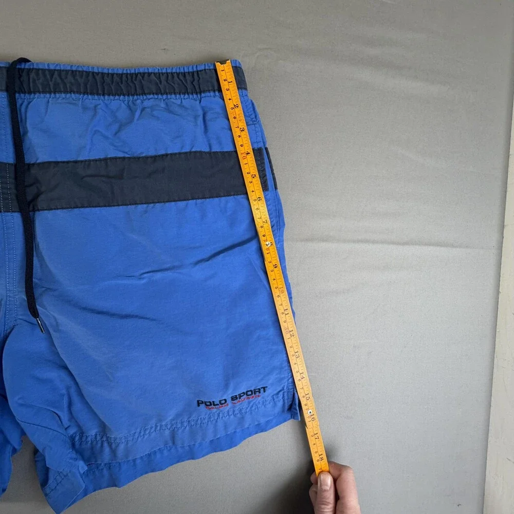 Polo Sport Ralph Lauren Shorts Men Medium Blue Swim Trunks Drawstring Lined 36x6